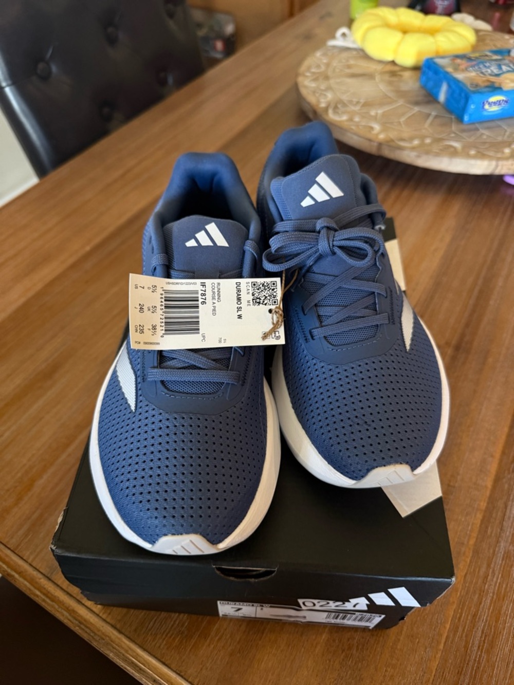 adidas Navy Blue and White Perforated Athletic Sneakers